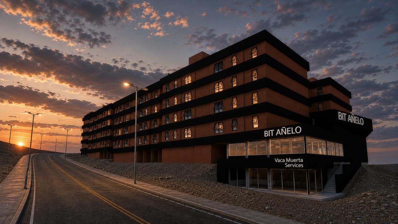Render del desarrollo BIT Añelo emplazado sobre el casco urbano de Añelo